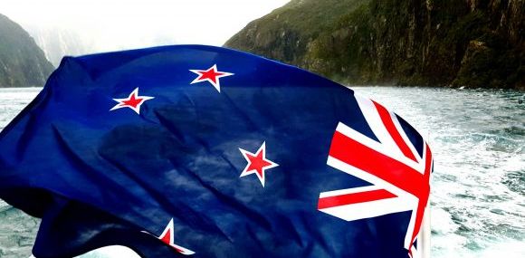 Milford Sound, BBQ Bus, Flag, New Zealand